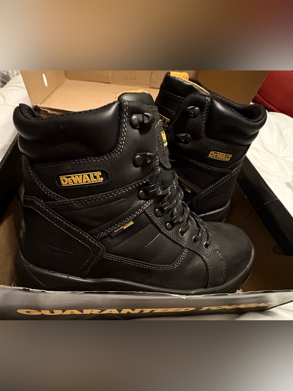 DEWALT Black Leather Work Boots - Lace-Up Padded Ankle Steel Safety Toe